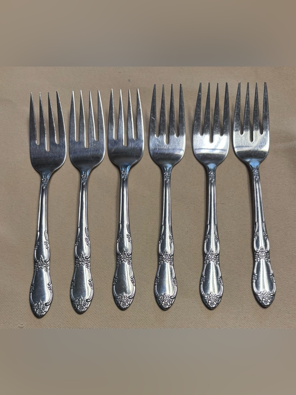 LOT of 6 Salad Forks WM A Rogers Oneida Fenway Daydream Stainless Steel Flatware